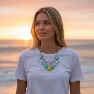 Silver tone chain link - Beachy, Ocean, Travel, Cruise-wear necklace 18” + exten